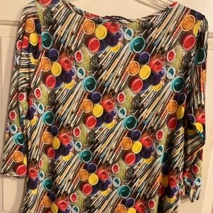 Peck&Peck Womens 1X Top Vibrant Paint & Brushes Colors 46”C26”L